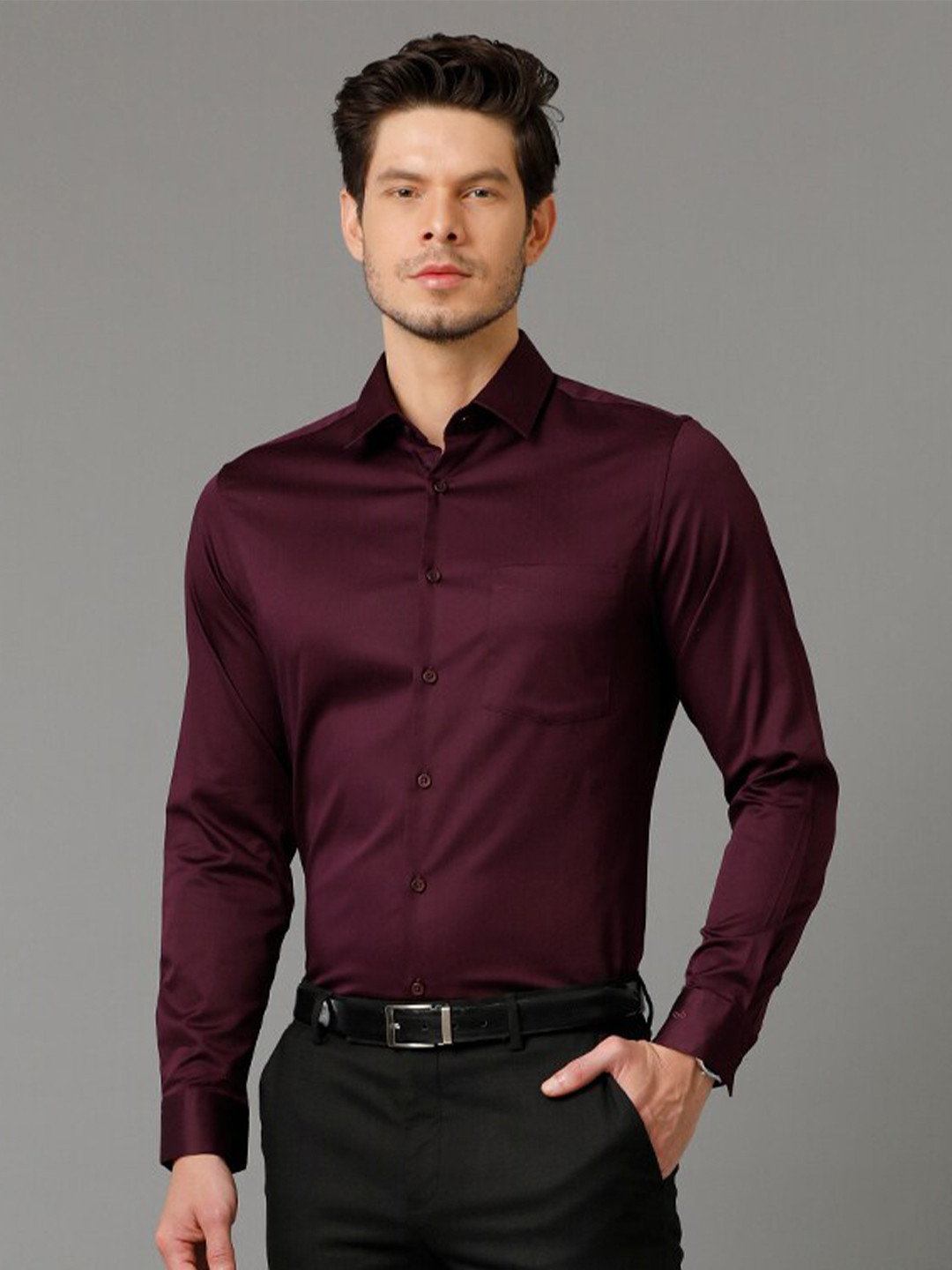 Aldeno Spread Collar Indian Slim Slim Fit Satin Formal Shirt