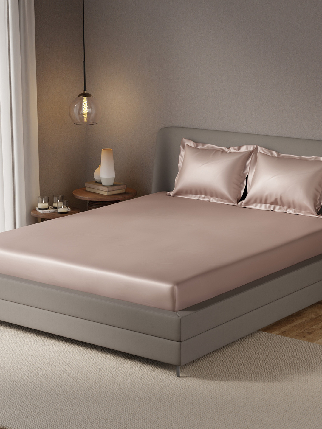 Stoa Paris Date Night Collection Champagne Fitted 300 TC Satin King Sheet