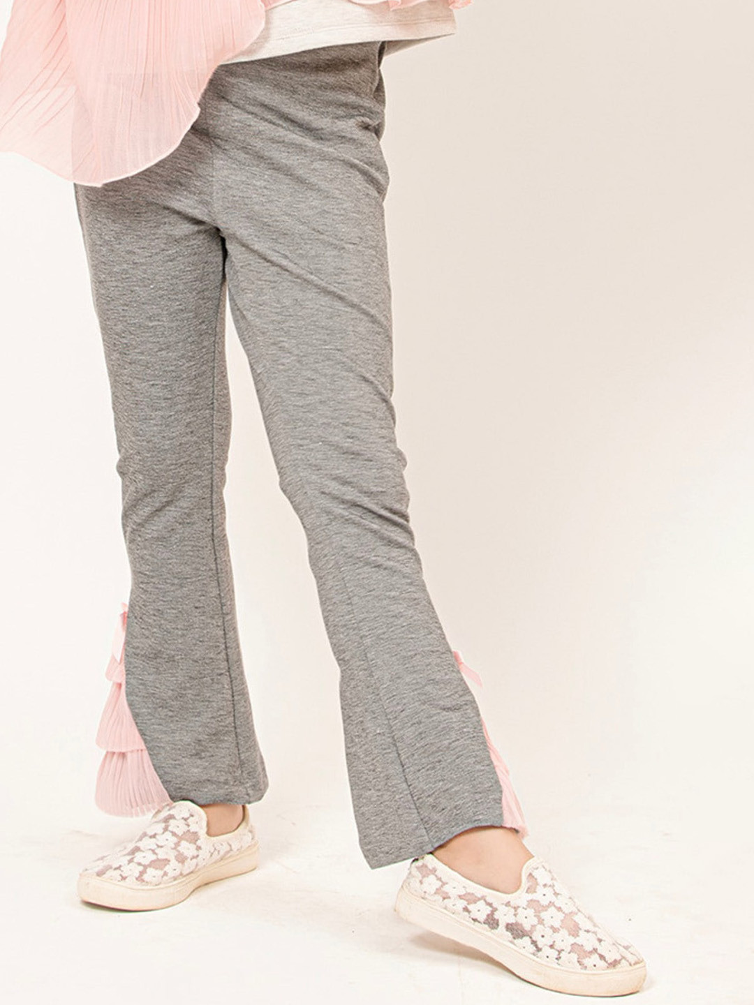 One Friday Girls Mid Rise Relaxed Plain Bootcut Trousers