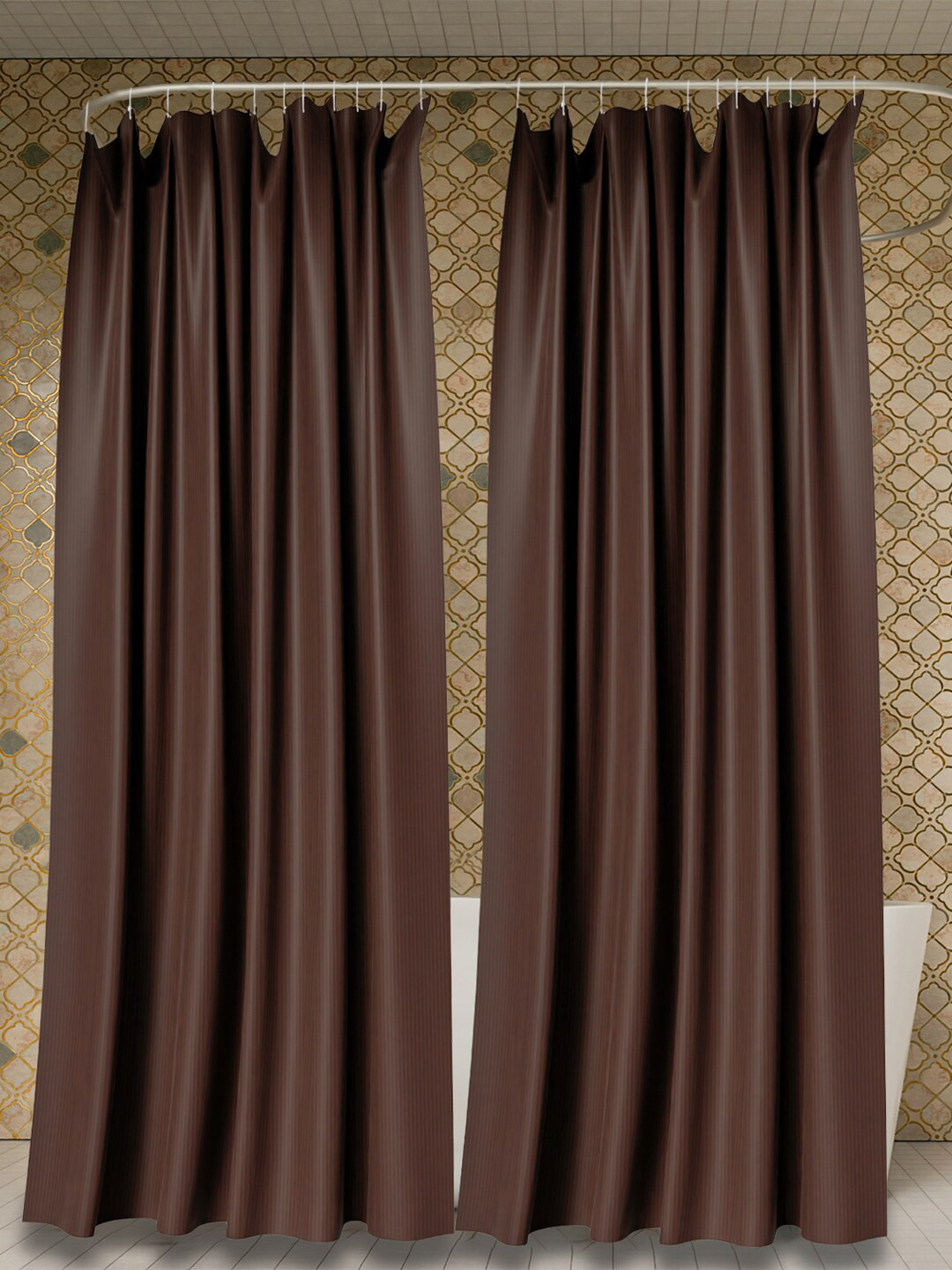 Kuber Industries Brown 2 Pieces Shelf Lining Shower Curtains