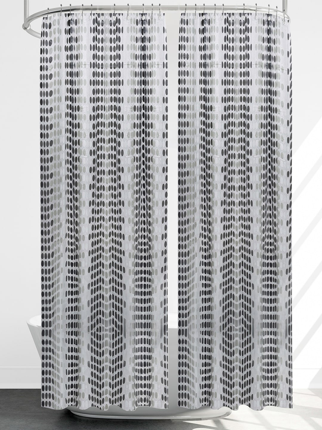 Kuber Industries Black 2 Pieces Printed Peva Shower Curtains