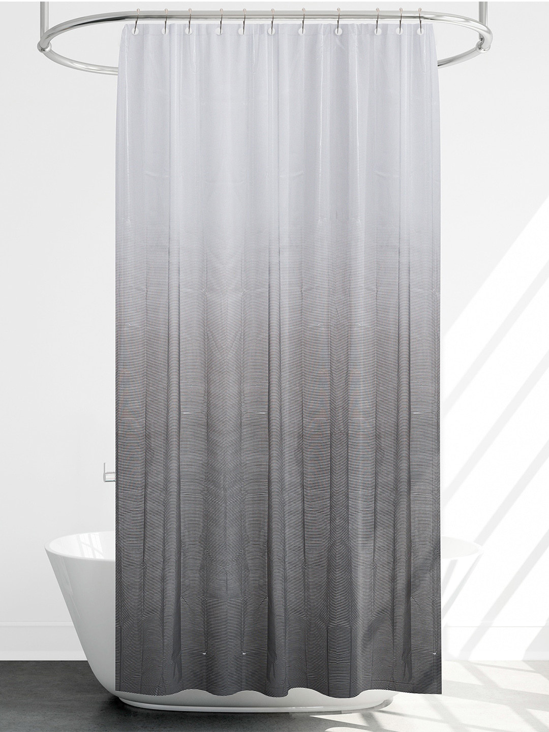 Kuber Industries Grey Printed PEVA Shower Curtain
