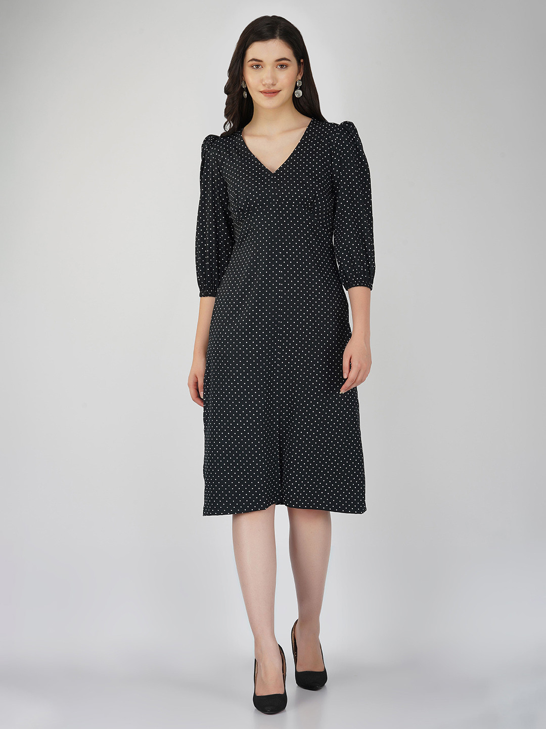DEPANO Polka Dots Printed A Line Dress