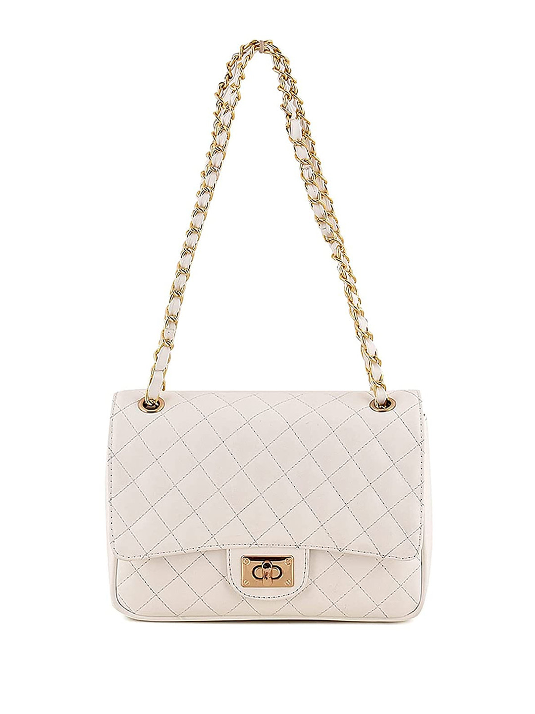 DressBerry Checked Quilted Structured Handheld Bag with Quilted