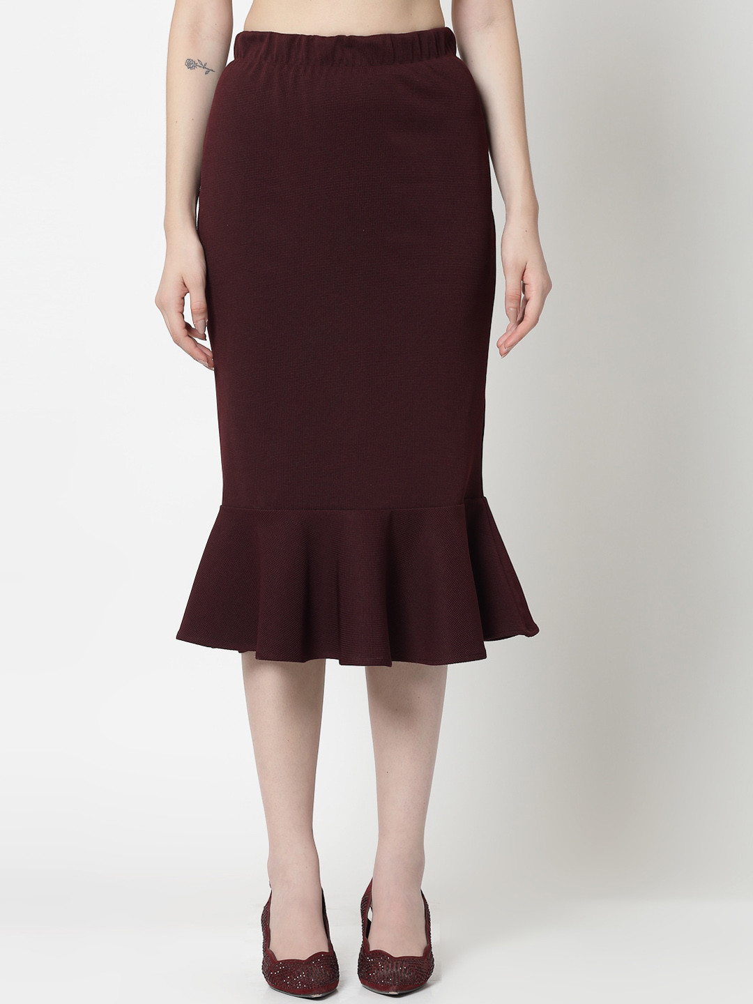 OFFICE & YOU Flared Knee-Length Peplum Skirt