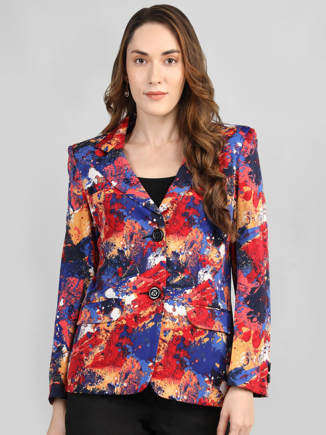 Chkokko Abstract Printed Notched-Lapel Single-Breasted Blazer