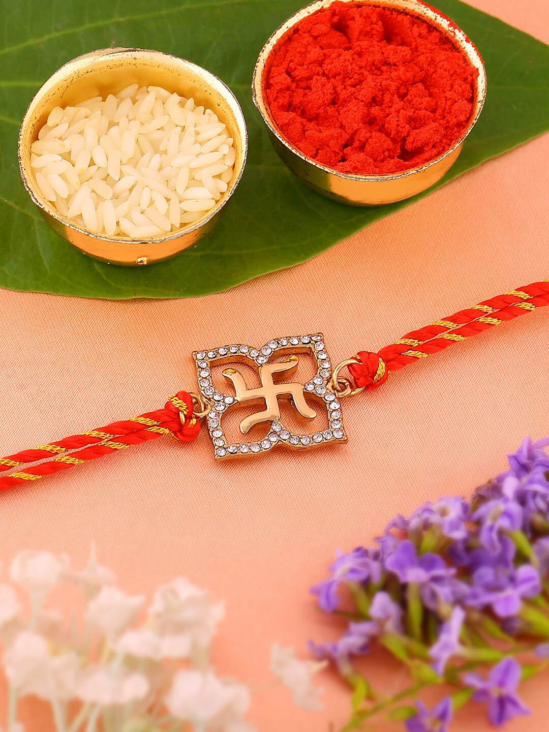 Estele Gold-Plated Om Charm Thread Rakhi