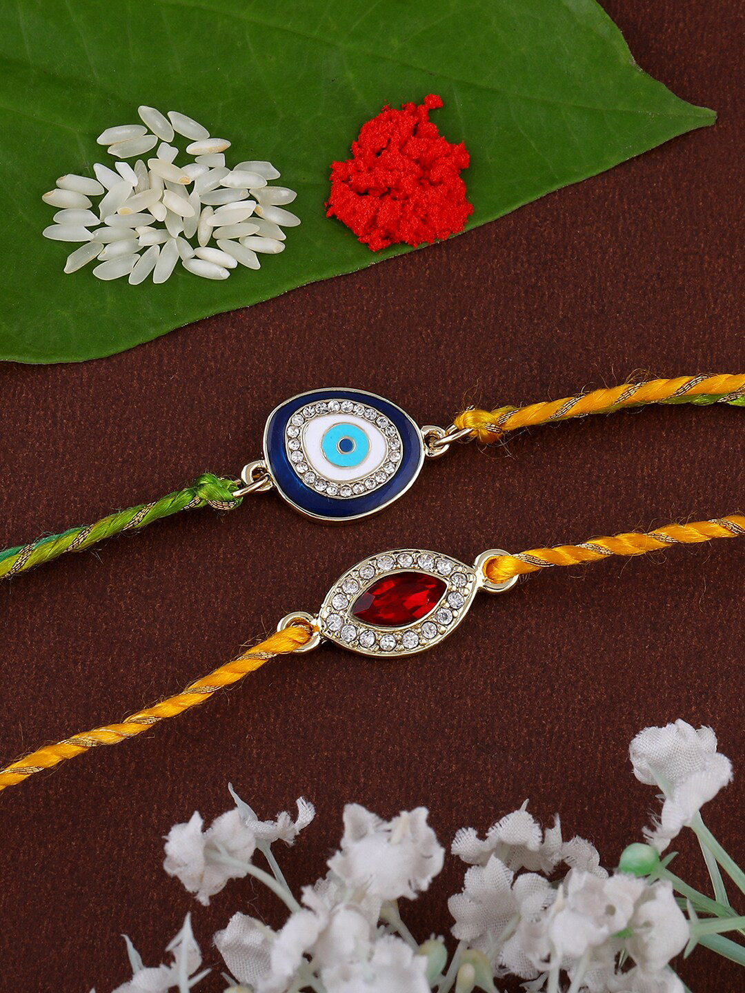 Estele Set Of 2 Gold-Plated Crystal-Studded Rakhi