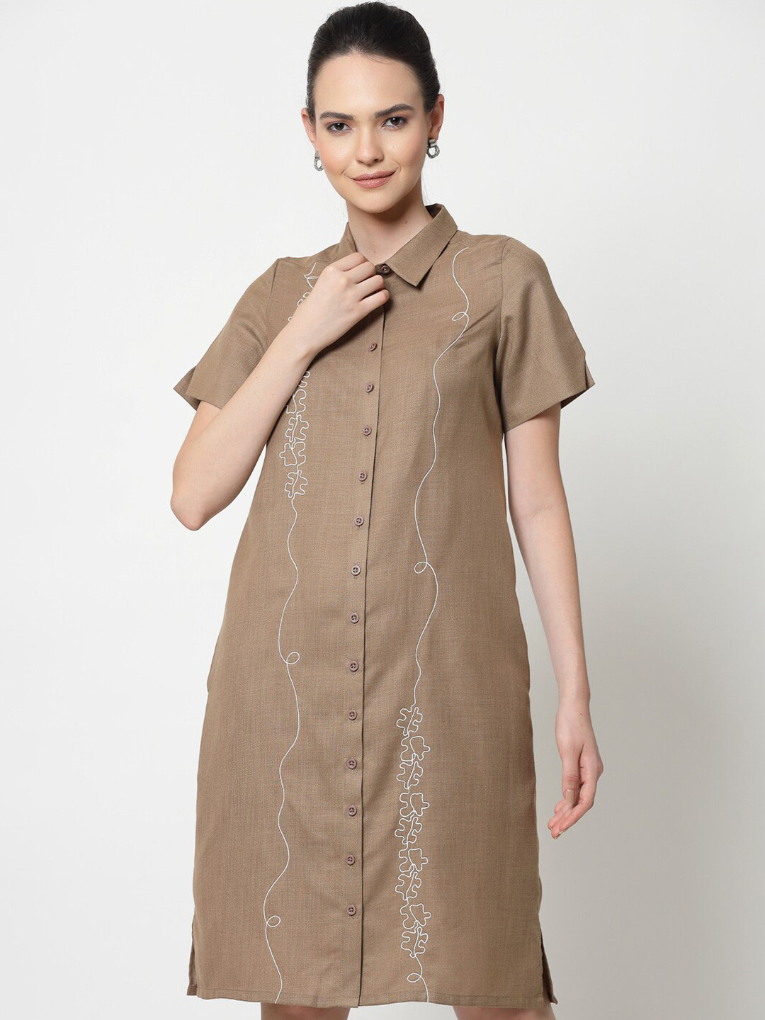 OFFICE & YOU Shirt Collar Cotton Shirt Dress