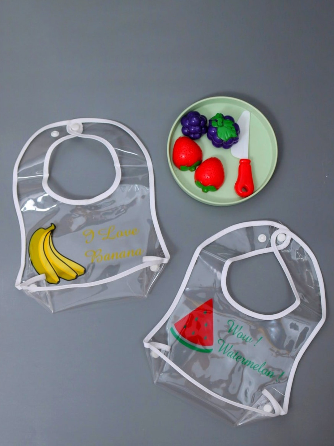 Yellow Bee Kids Pack Of 2 Watermelon & Banana Printed Bibs