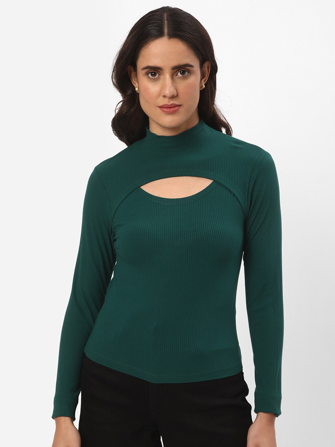 R&B High Neck Cut Out Details Top