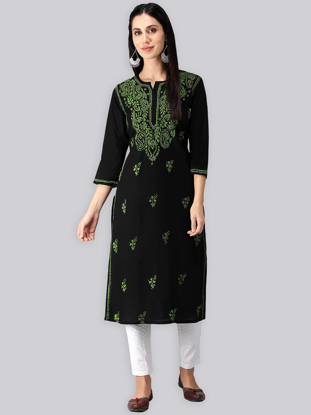 Seva Chikan Paisley Embroidered Chikankari Shadow Work Straight Kurta
