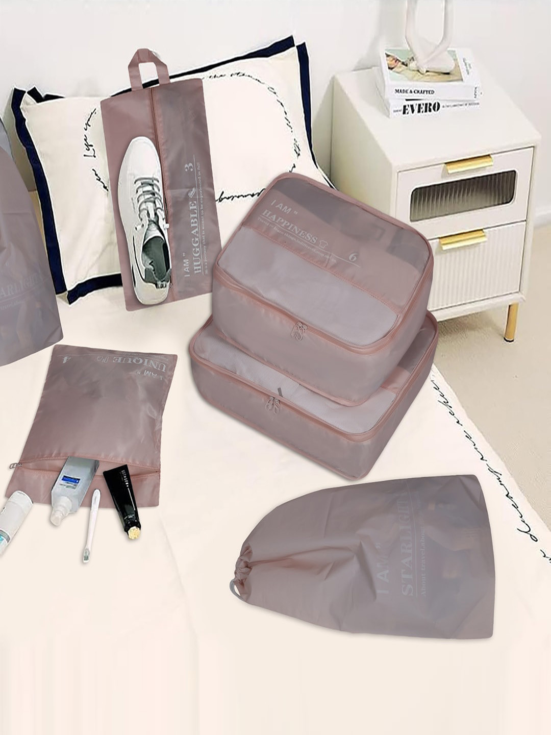 HOUSE OF QUIRK 6 Pieces Water Resistant Packing Cubes Travel Organisers