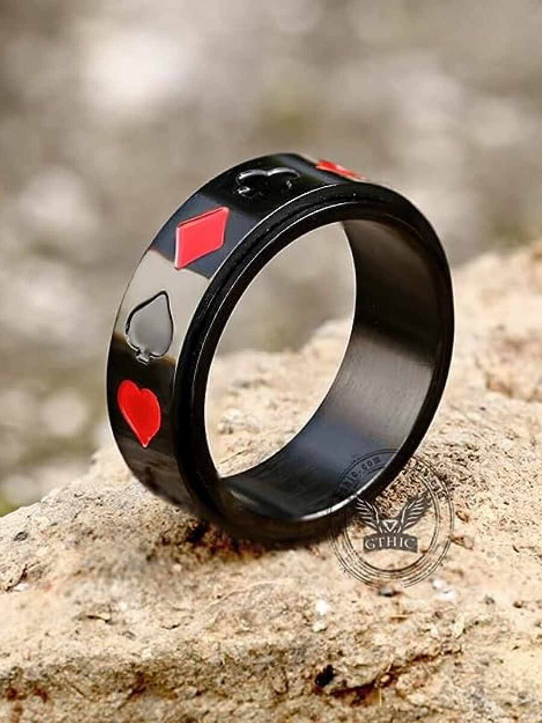 EL REGALO High Polished Stainless Steel Rotatable Finger Ring