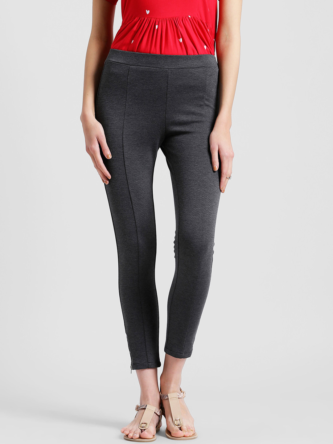 Charcoal Grey Skinny Fit Jeggings Women 