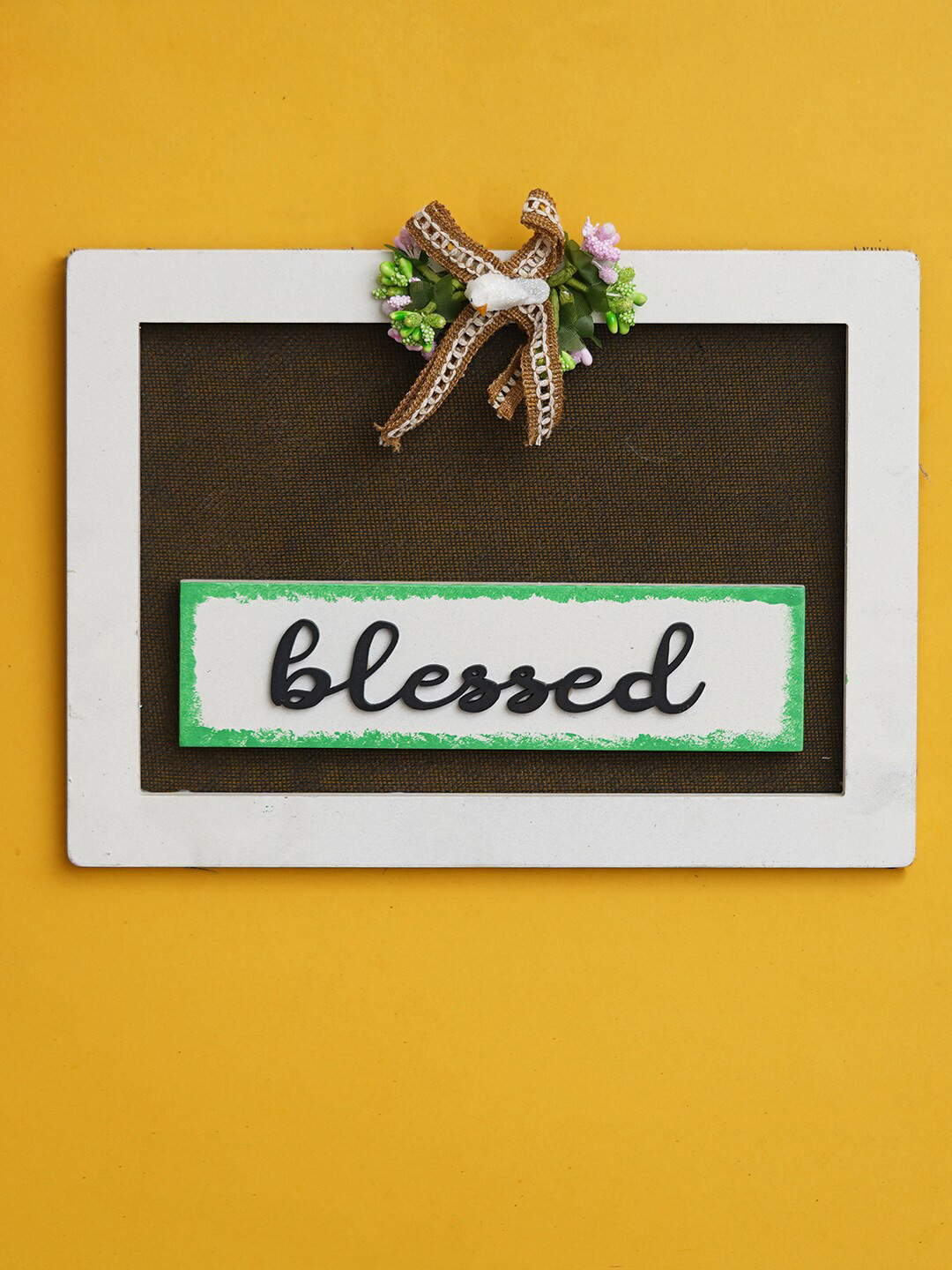 eCraftIndia Blessed Theme Decorative Wood Floral Matte Hall Wall Hangings-8.7In