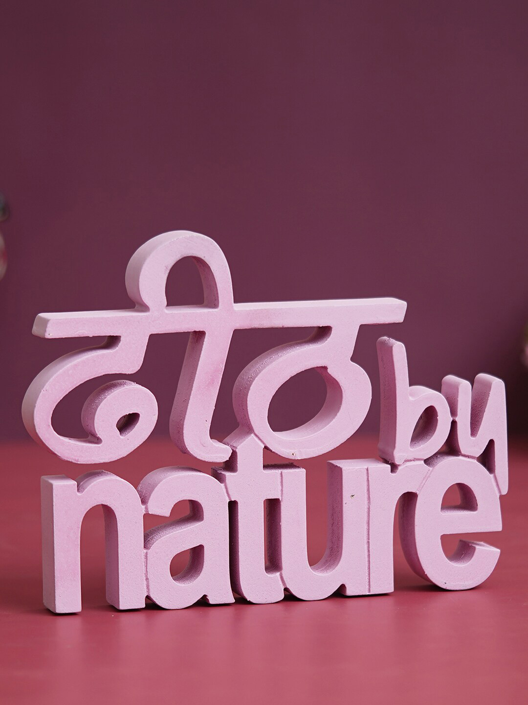 eCraftIndia Dheet By Nature Pink Wood Natural Living Room Medium Showpiece - 6.3 Inches