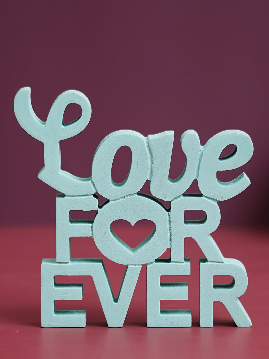 eCraftIndia Love For Ever Blue Wood Natural Living Room Lights Medium Showpiece - 5.9 Inches