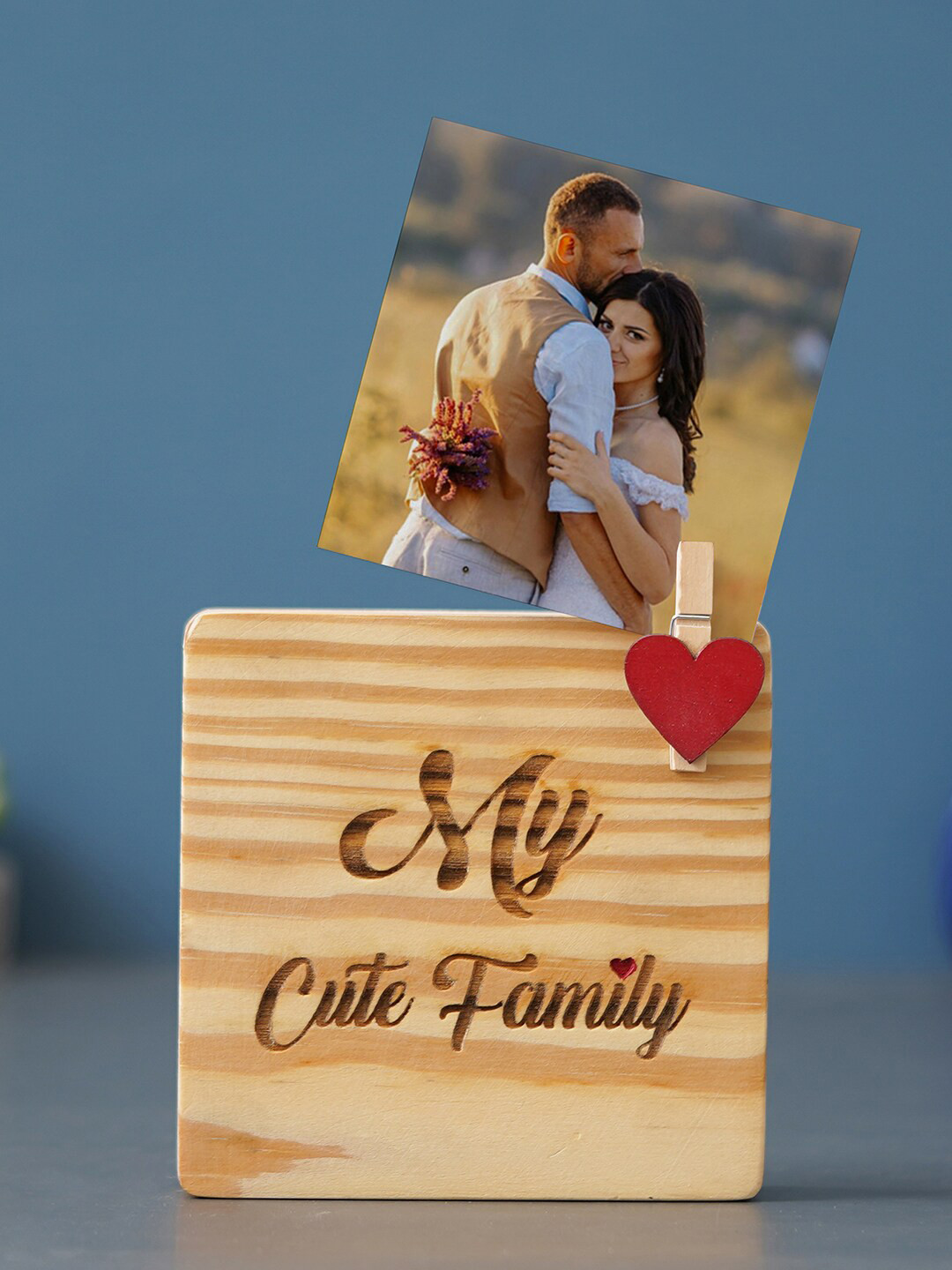 eCraftIndia My Cute Family Brown Wood Natural Living Room Lights Medium Showpiece - 4.5 Inches