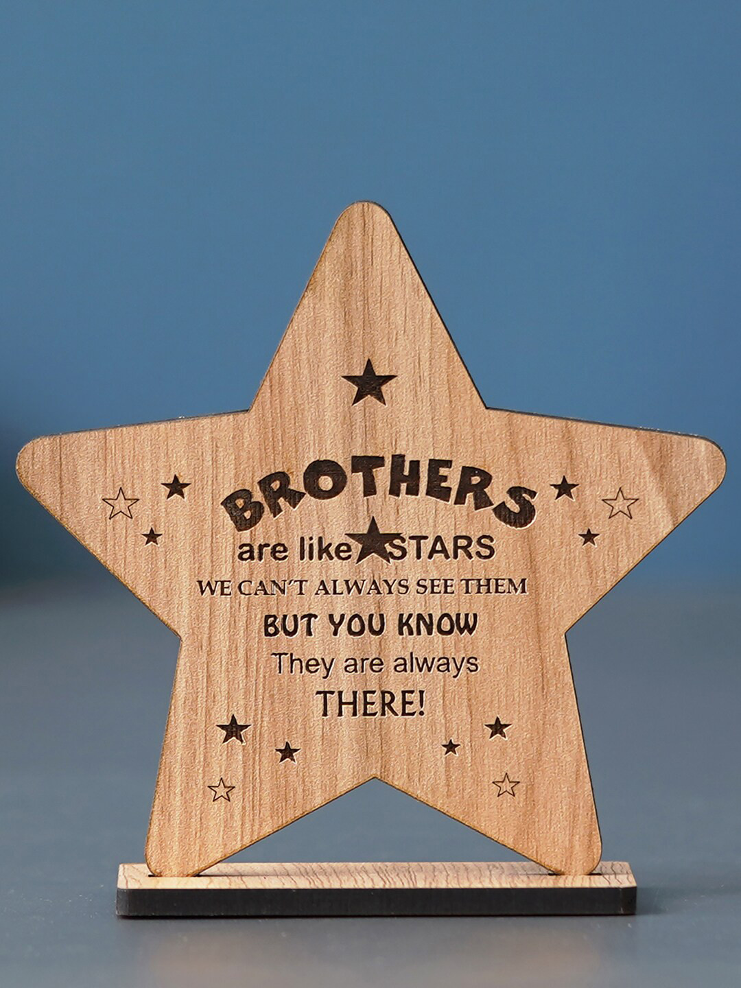 eCraftIndia Brothers Are Like Stars Brown Wood Natural Living Room Medium Showpiece - 4.3 Inches