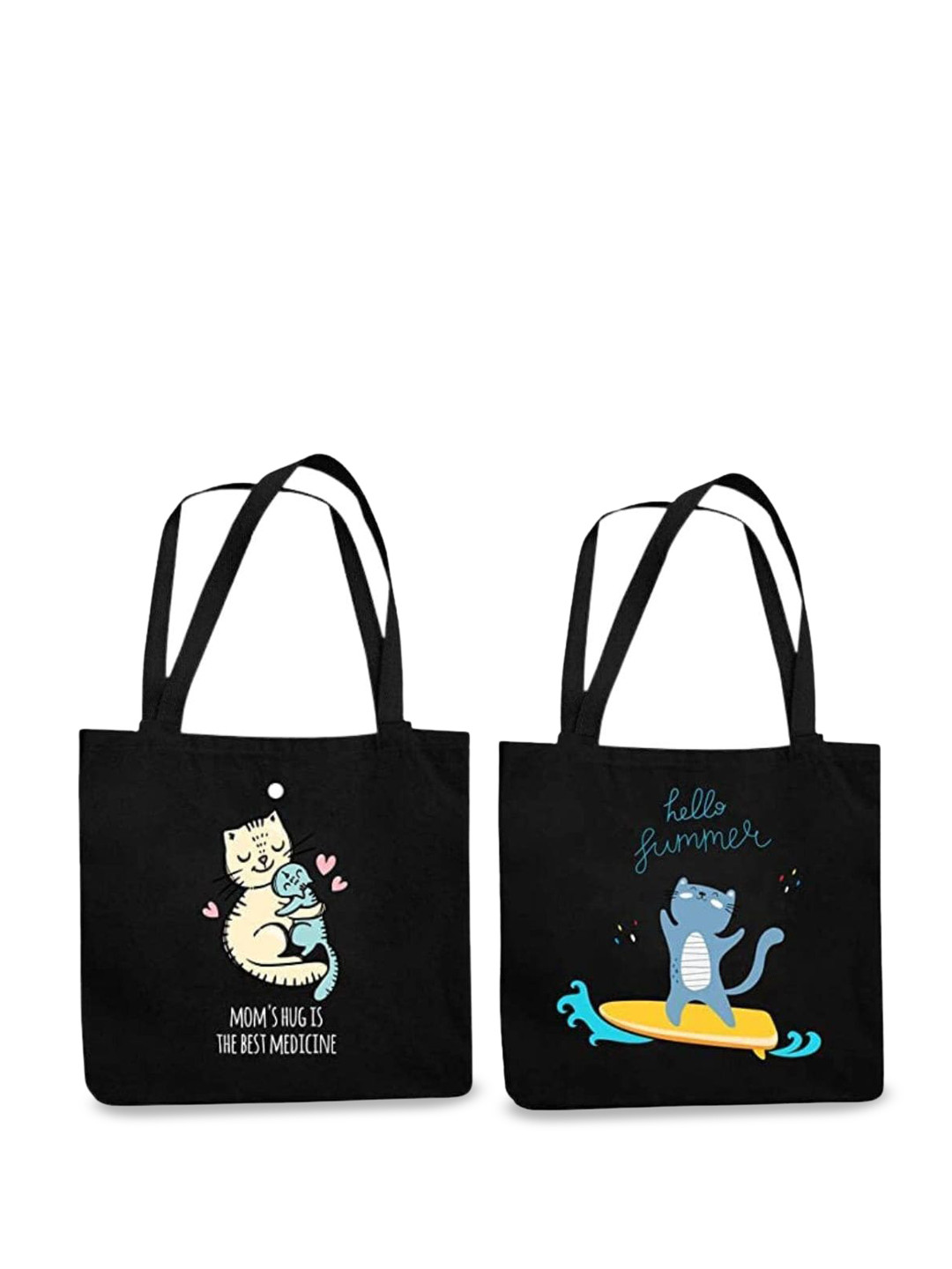 THEYAYACAFE Set Of 2 Graphic Printed Structured Tote Bag