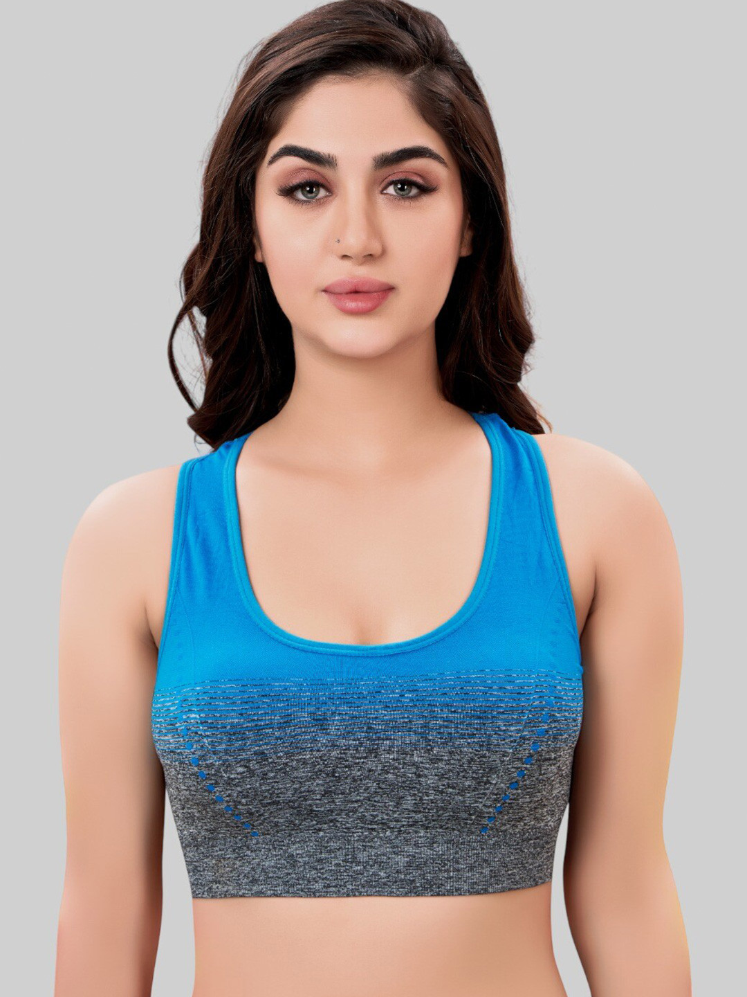 PLUMBURY Printed Full Coverage Removable Padded Rapid-Dry Sports Bra With All Day Comfort