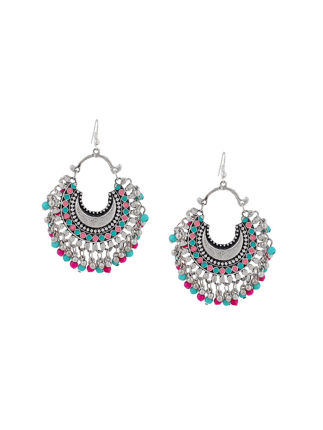 Mali Fionna Pink & Blue Circular Drop Earrings
