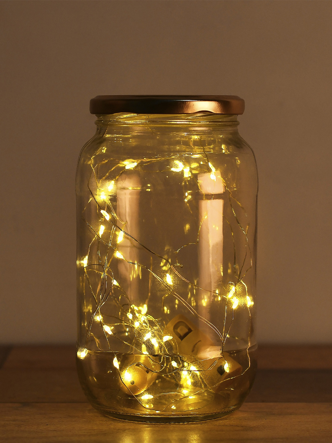 Decazone Beige Pure Cotton Macrame Cover with Glass Jar Ropes for Bohemian Table