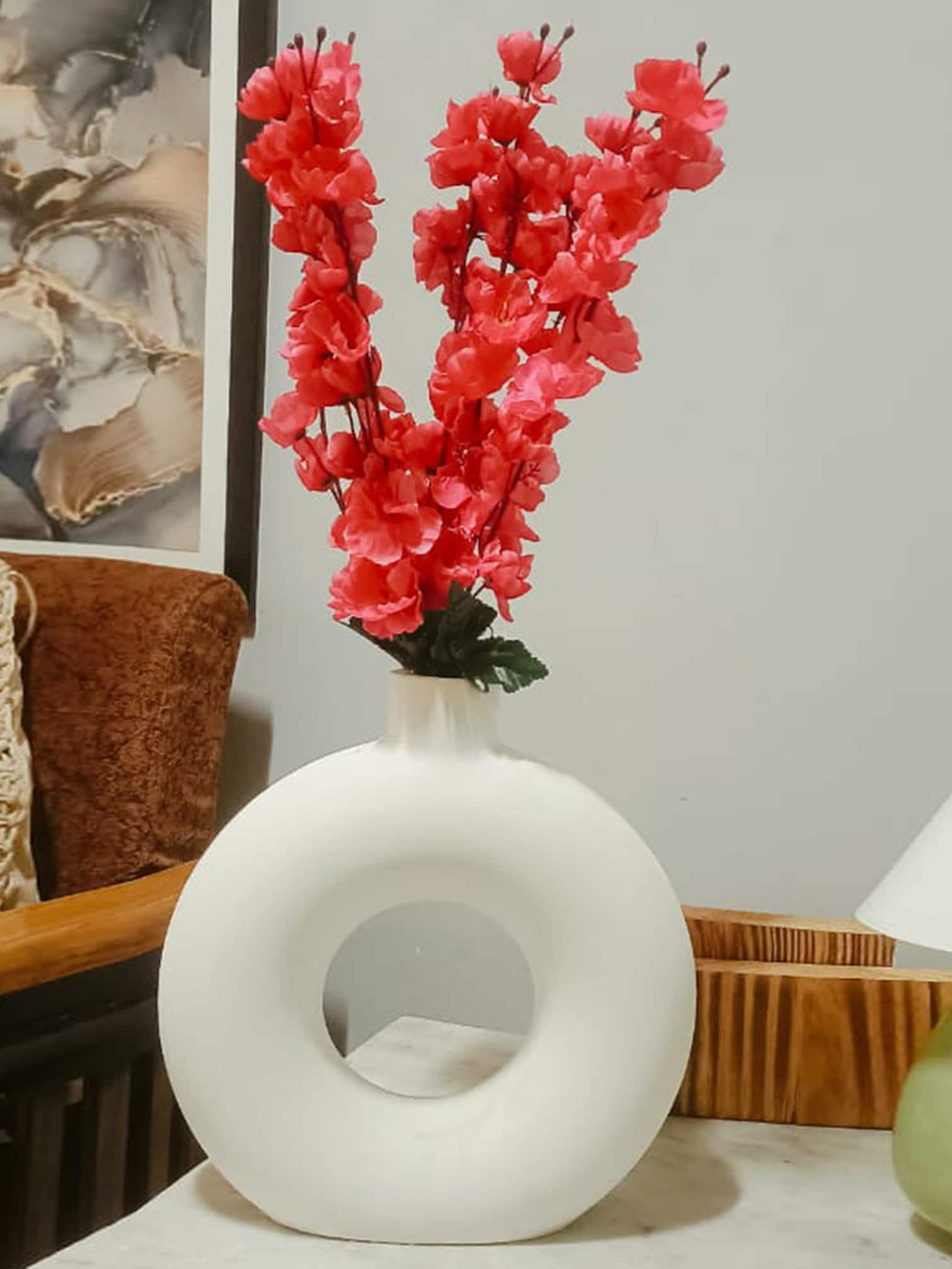Homesake Red 4-Pieces UV-Resistant Faux Blossom Flower