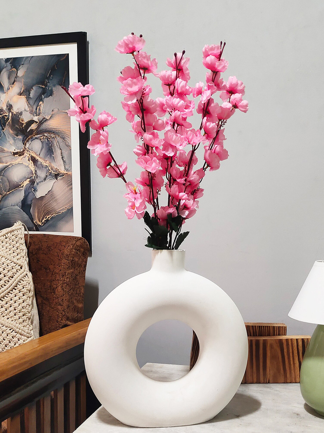 Homesake Pink & 2 Pieces UV-Resistant Faux Blossom Flower