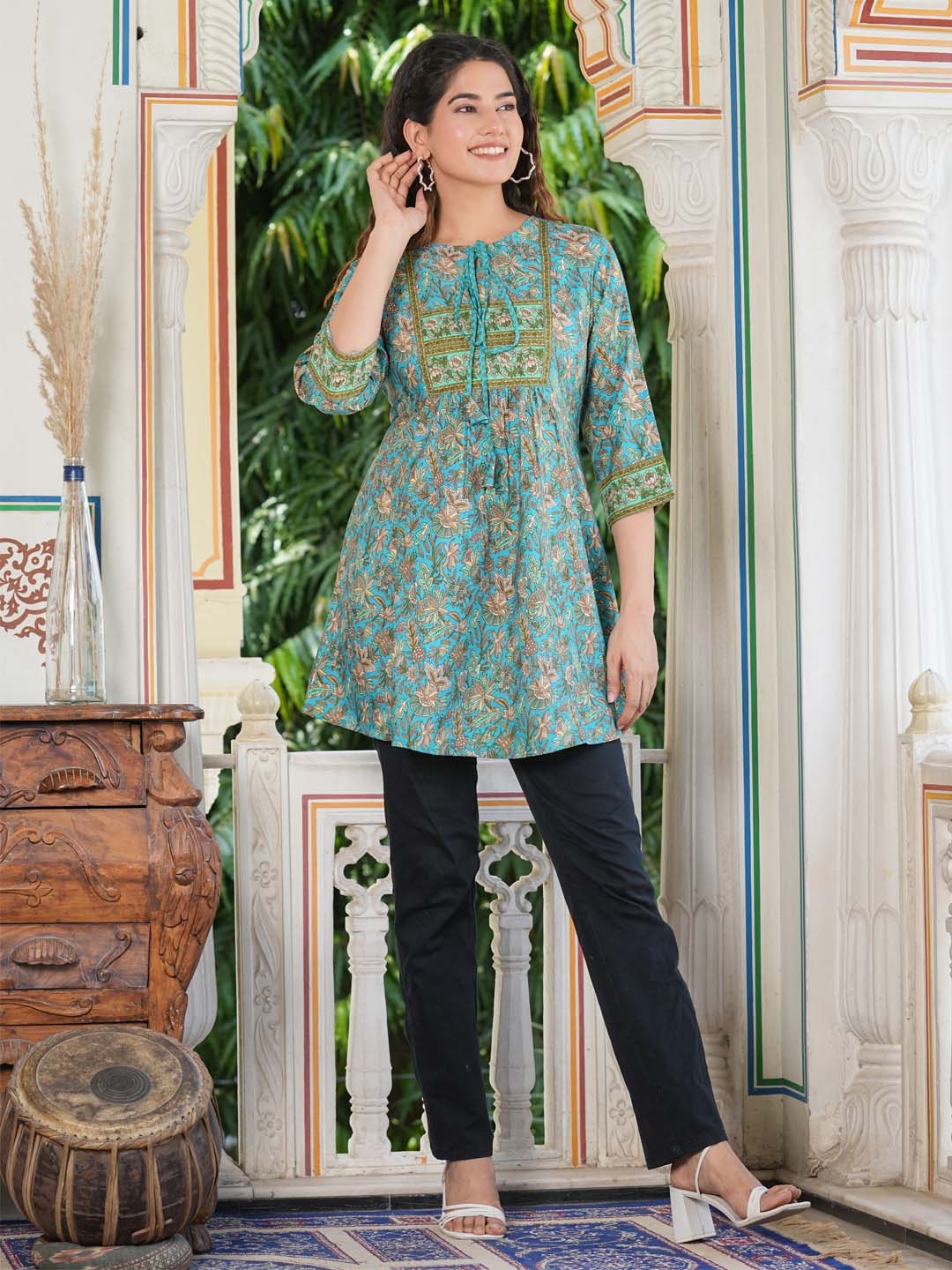 Floral Printed Night Suit (GREEN) – Yash Gallery