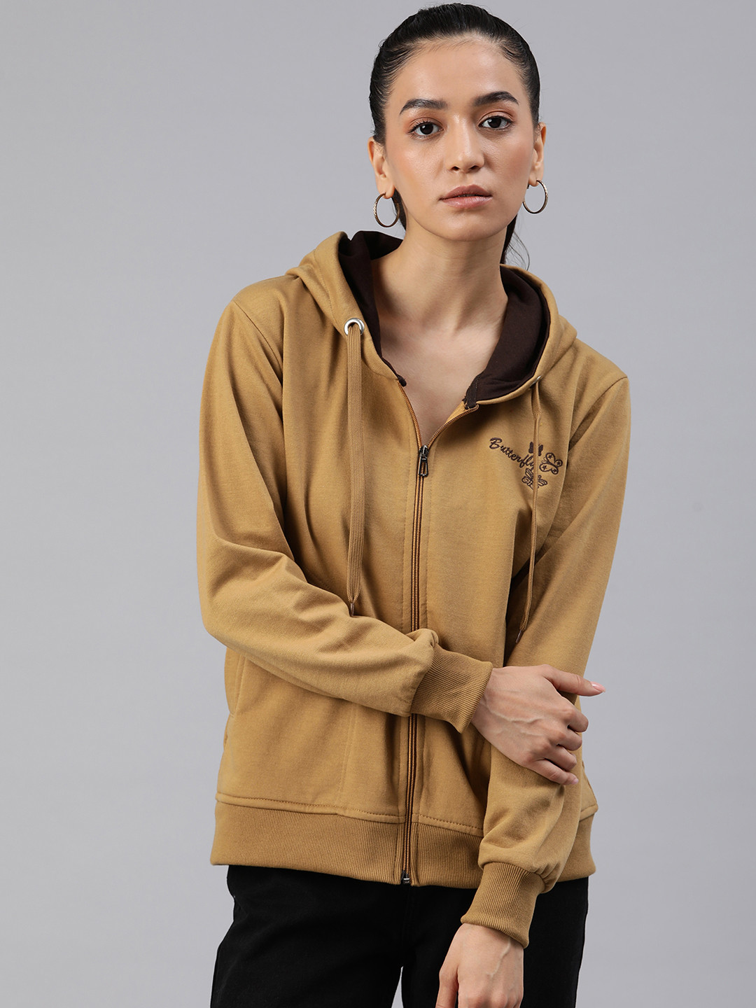 ADBUCKS Embroidered Hooded Longline Sweatshirt