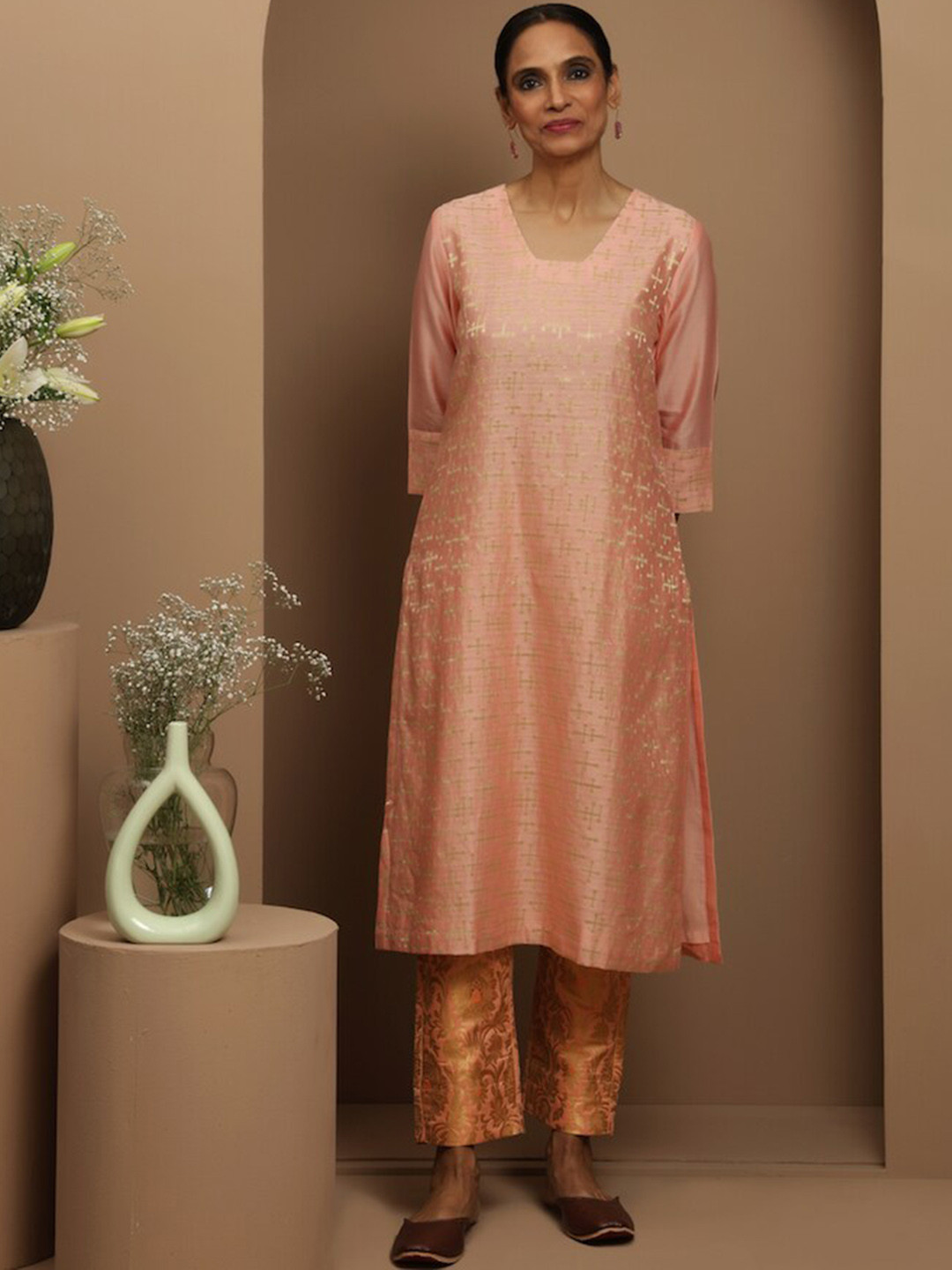 SMRITI GUPTA Abstract Printed Handloom Chanderi Silk Kurta