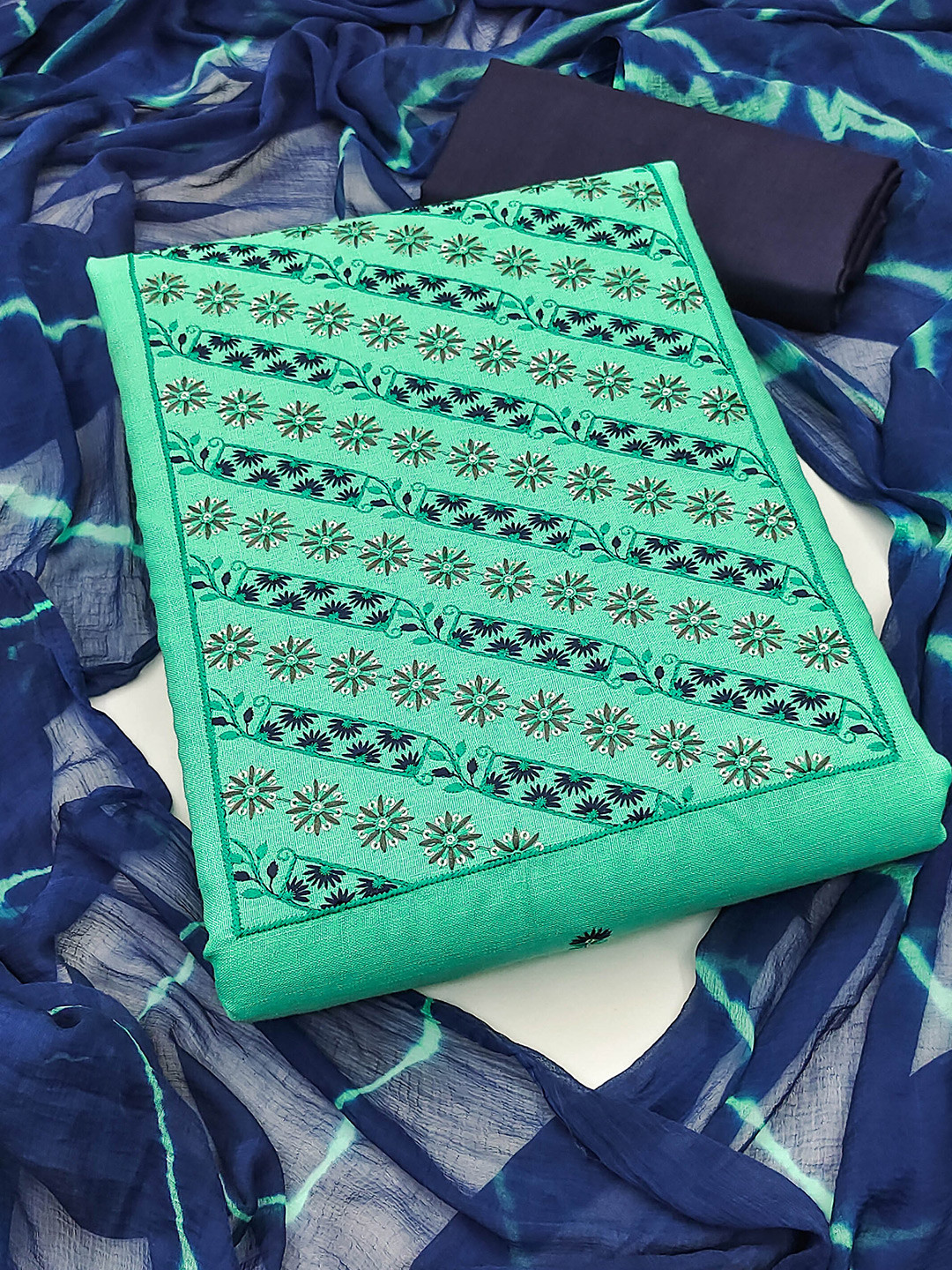 SHADOW & SAINING Ethnic Motifs Embroidered Sequinned Detail Unstitched Dress Material