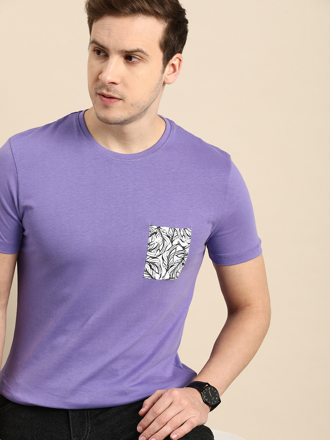 Being Human Pure Cotton Solid Casual T-shirt