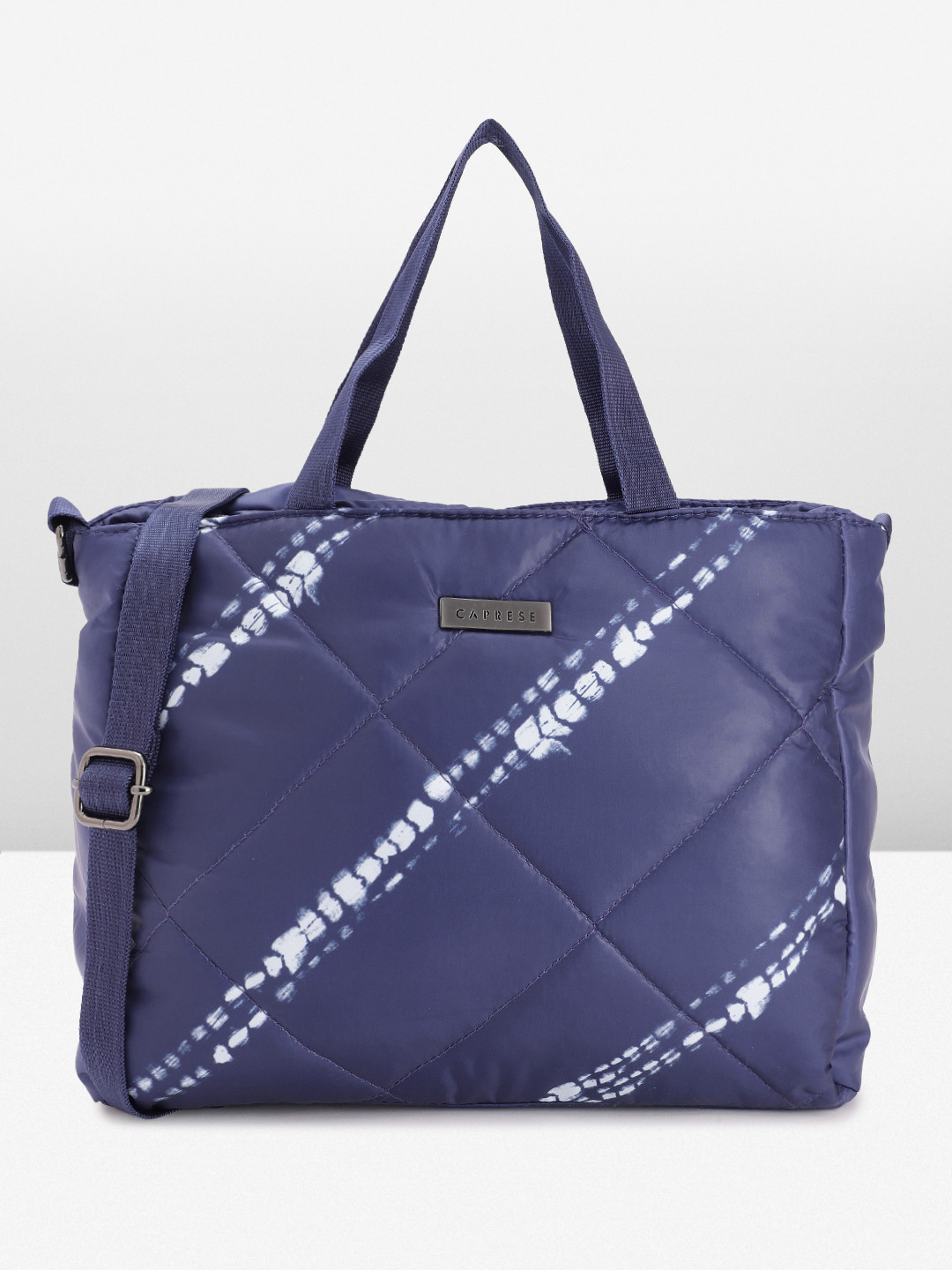 Caprese Abstract Print Structured Handheld Bag with Quilted Detail