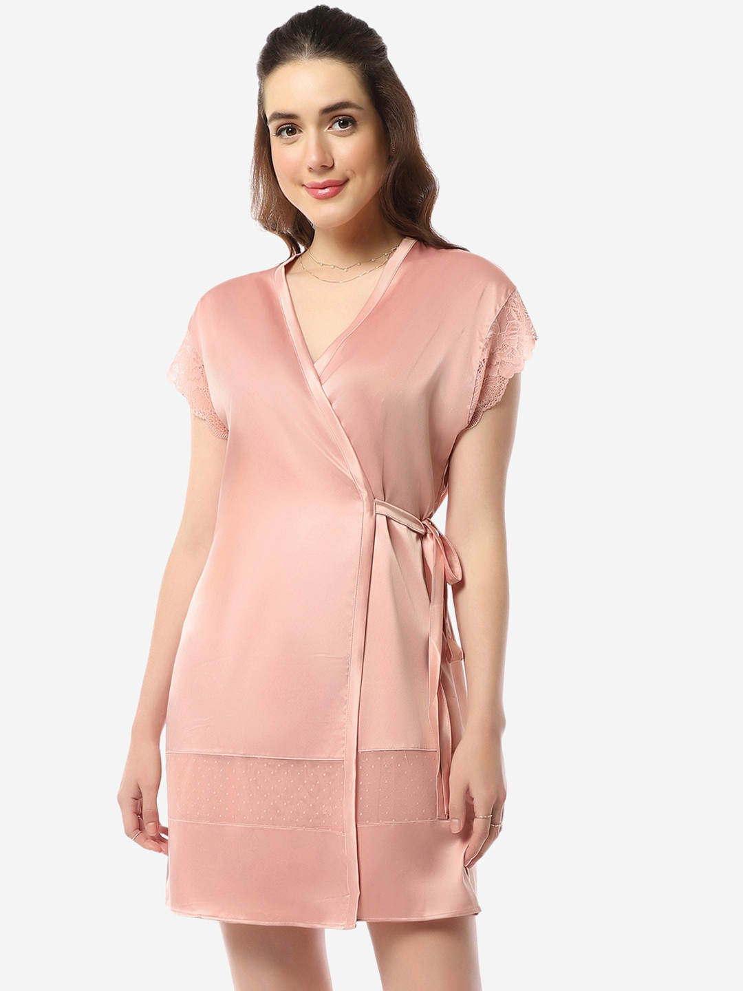 Amante Lace Detailed Mini-Length Robe