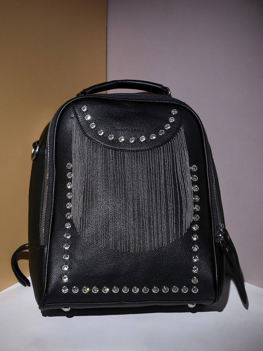 HAUTE SAUCE   Textured Fringed Small Backpack