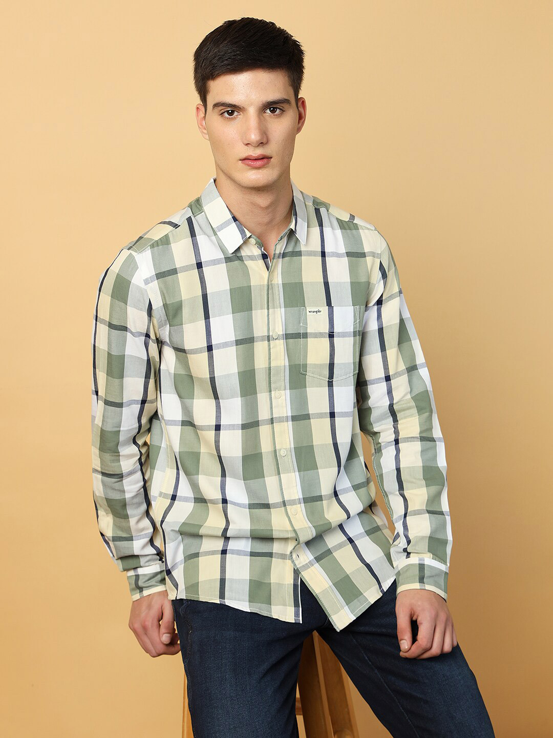 Wrangler Tartan Checked Opaque Cotton Casual Shirt