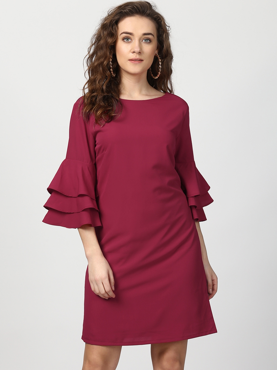 Buy Harpa Women Maroon Solid A Line Dress - Dresses for Women 2474192