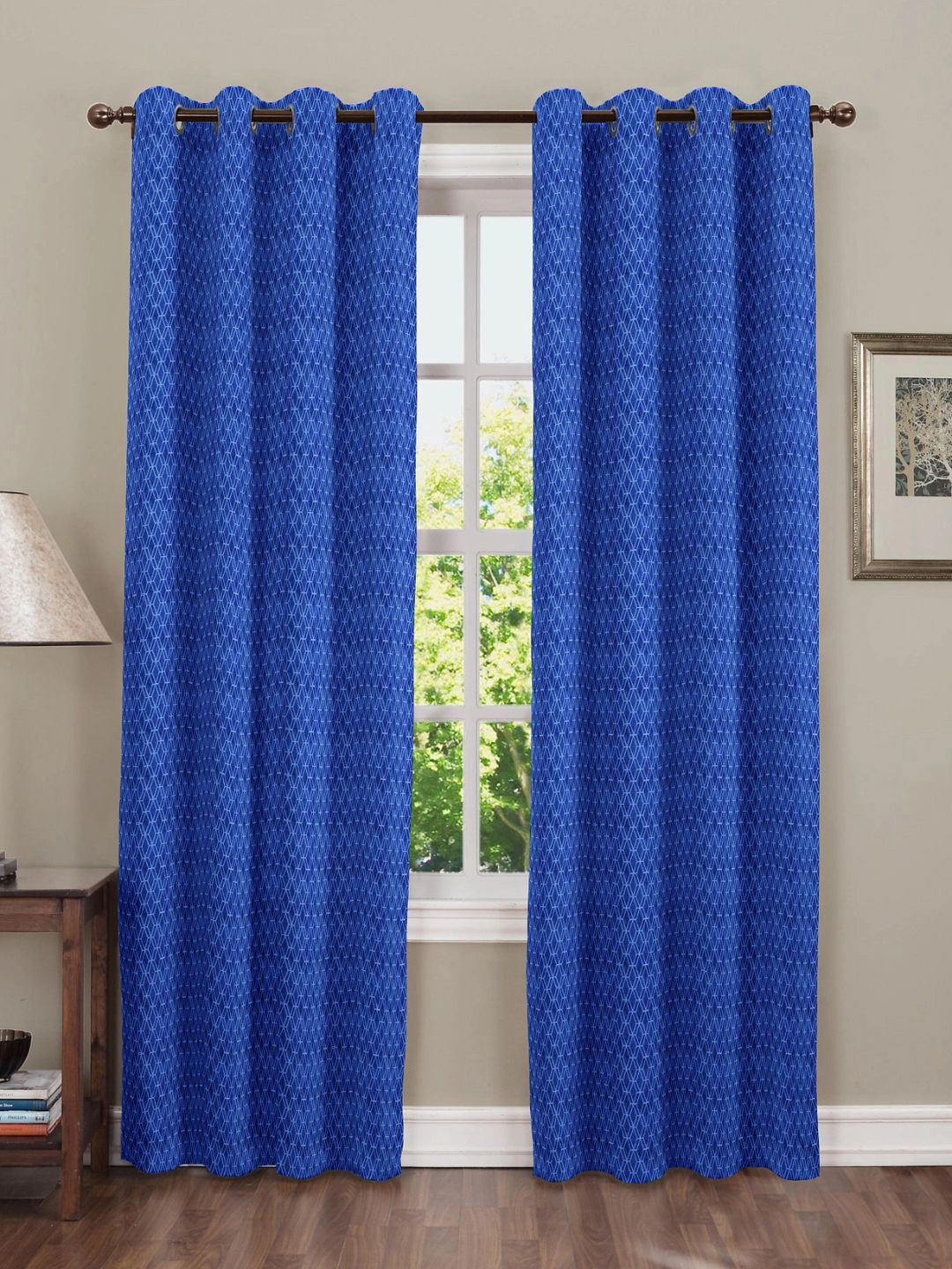 Black gold Sanford Blue Geometric Room Darkening Door Curtain