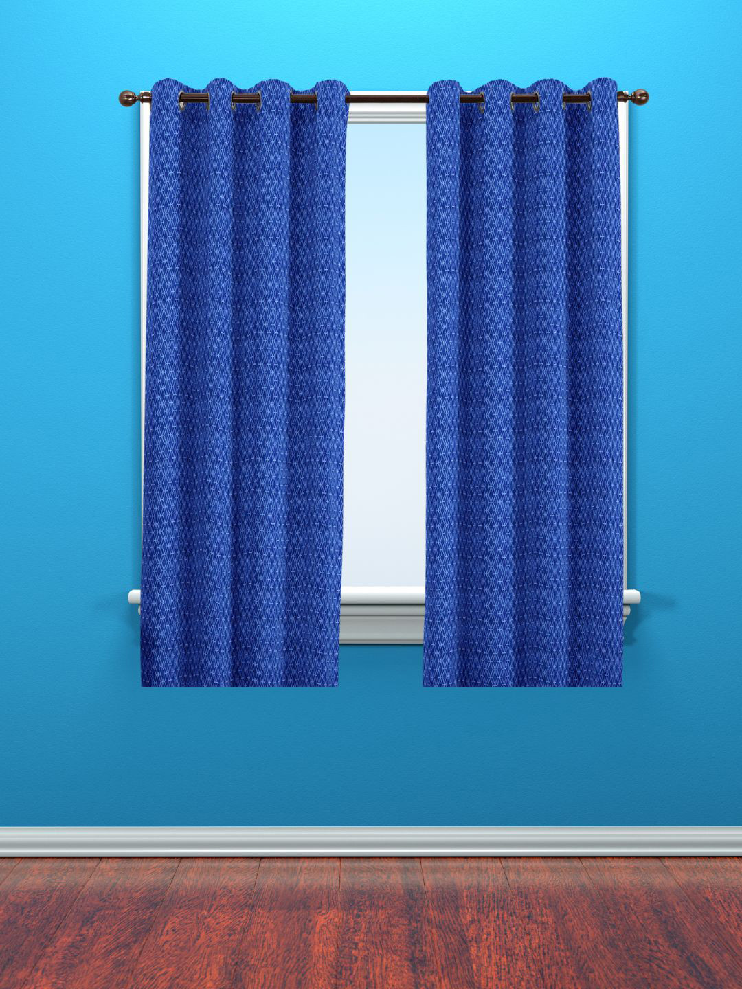 Black gold Blue & White 2 Pieces Geometric Room Darkening Window Curtains