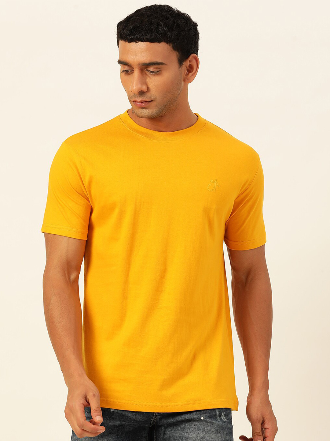 JAVINISHKA Brand Logo Printed Pure Cotton Bio Finish Regular T-shirt