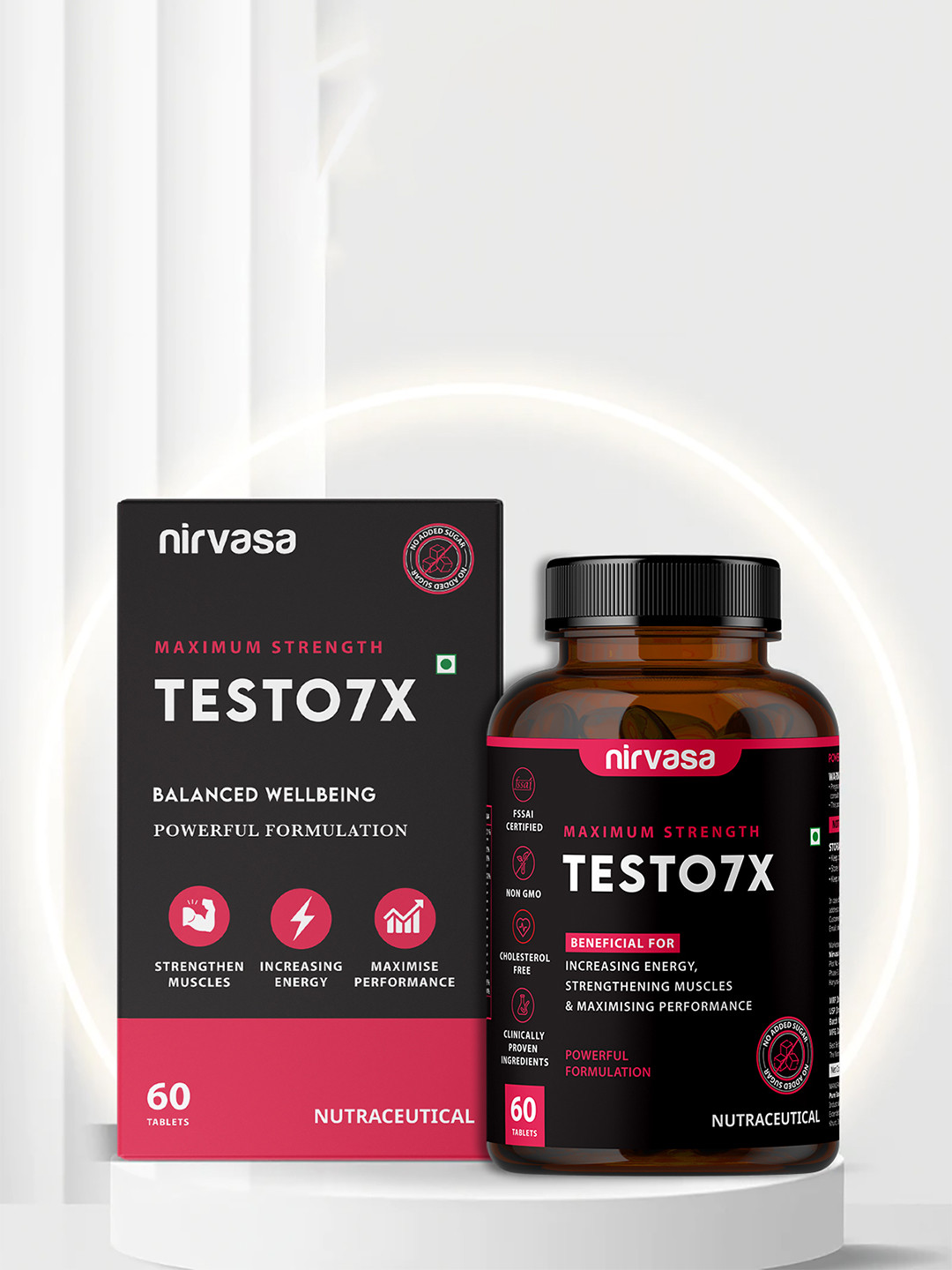 Nirvasa Testo 7X Tablets With Tribulus Testosterone Booster Suppliment - 60 Tablets