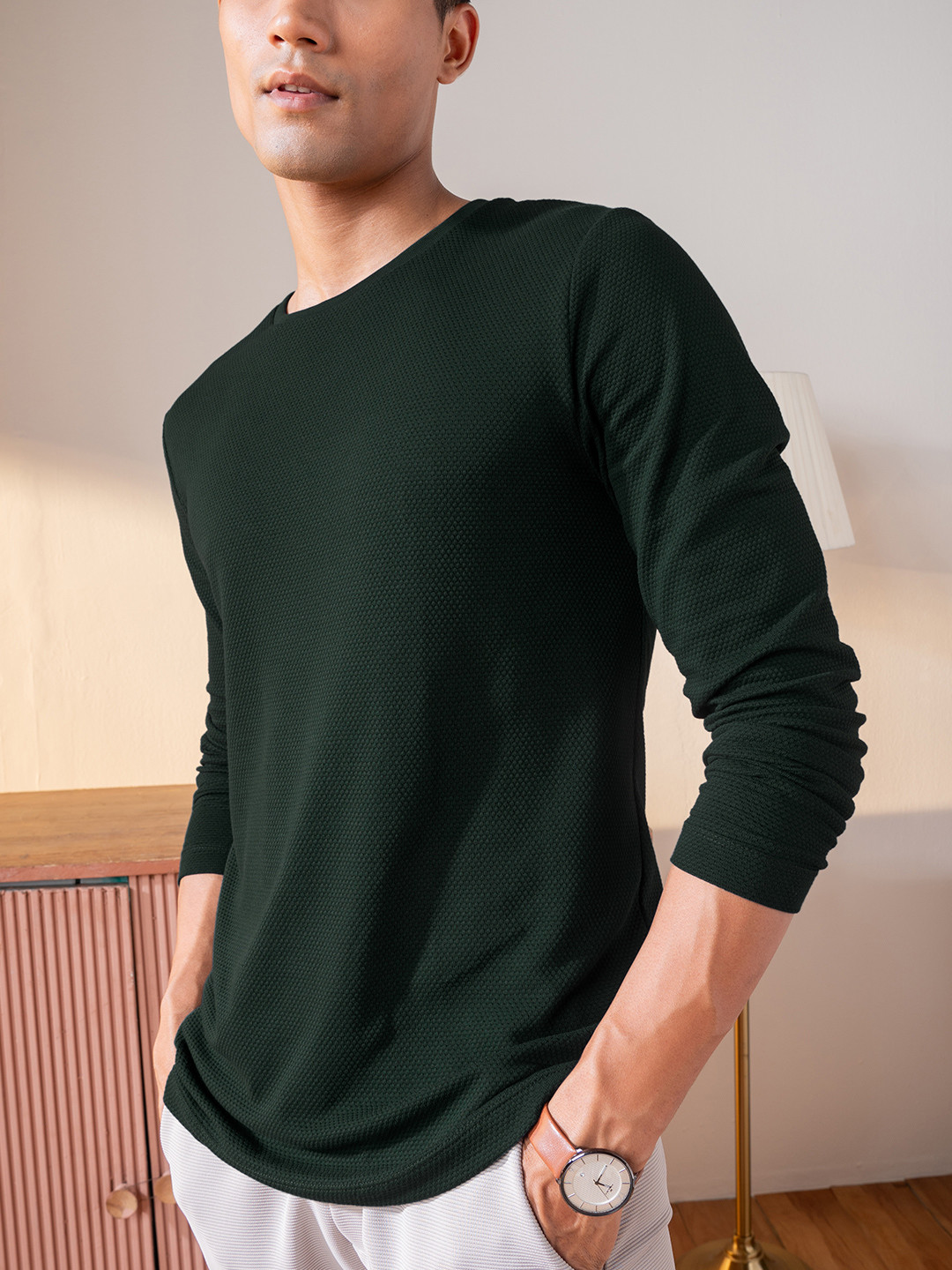 DAMENSCH Popcorn Texture Full Sleeve T-Shirt