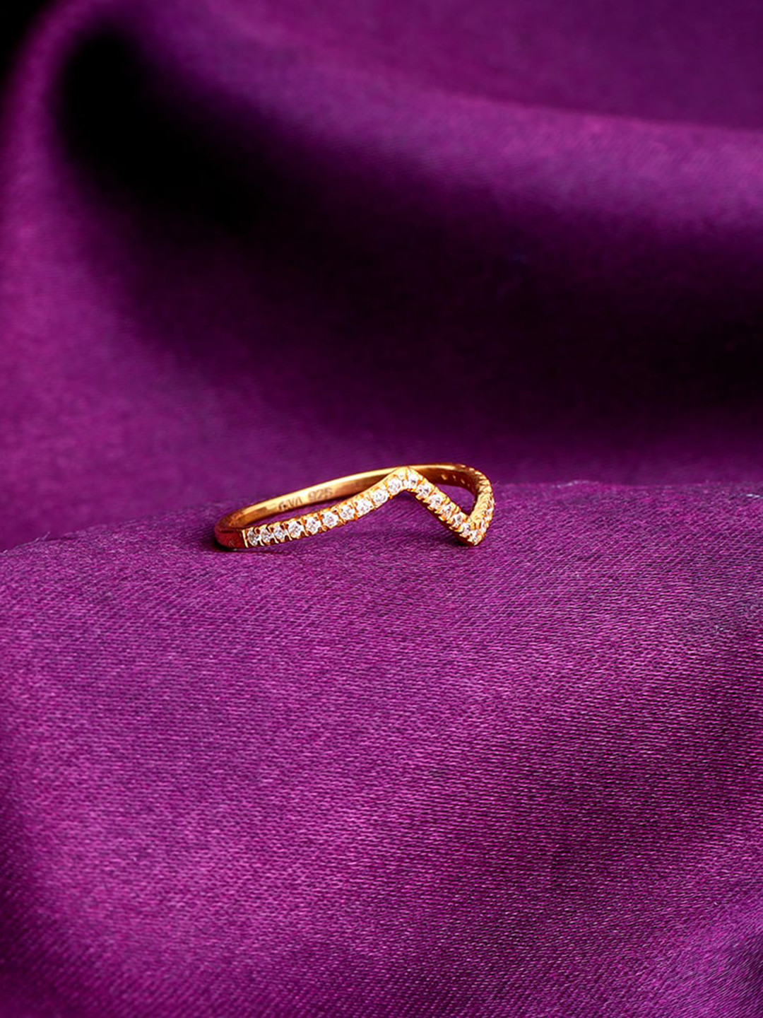 GIVA 925 Silver Golden Edgy Waves Ring