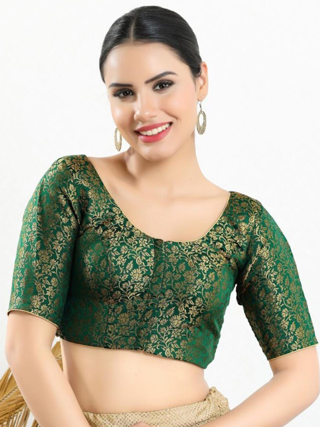 SALWAR STUDIO Floral Woven Design Saree Blouse