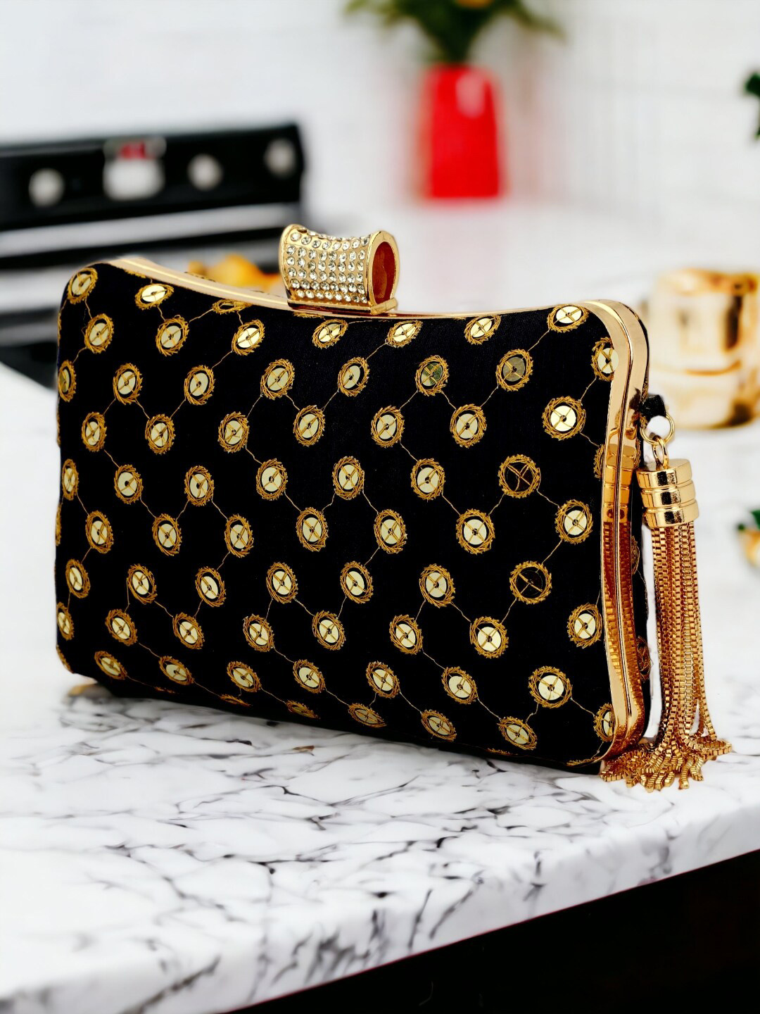 Toobacraft Embellished Box Clutch