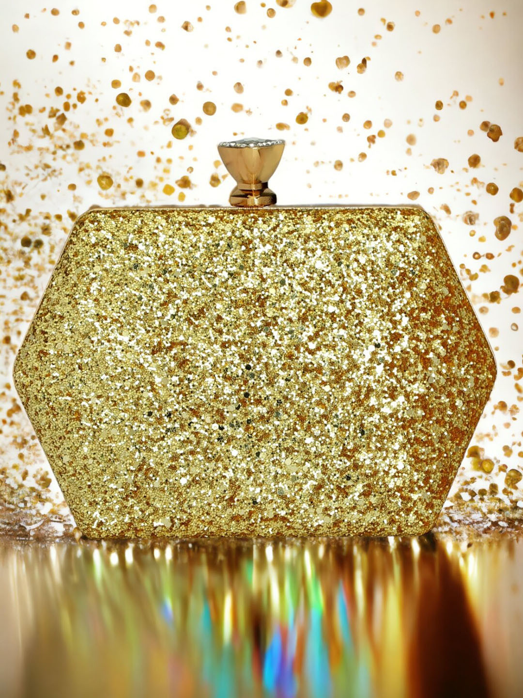 Toobacraft Gold-Toned Embellished Box Clutch