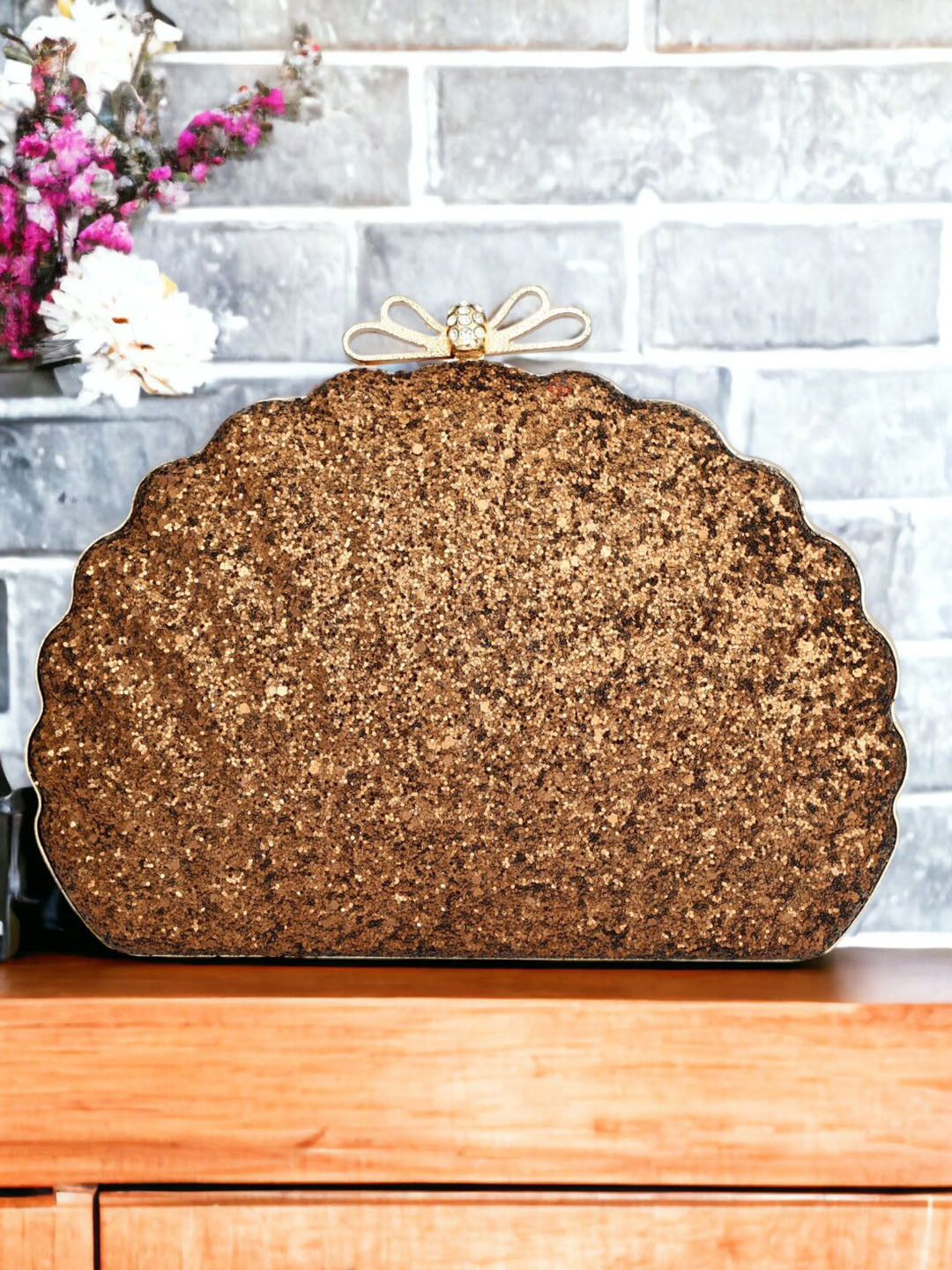 Toobacraft Embellished Box Shell Clutch